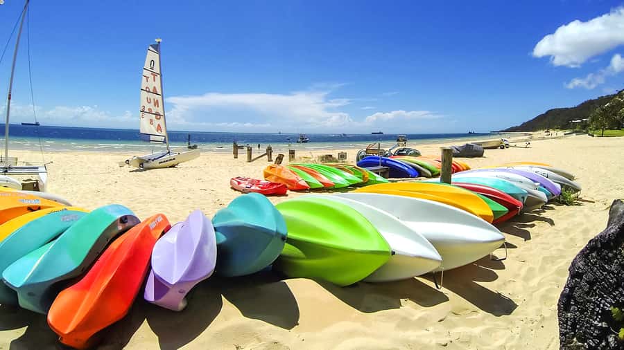 Brisbane: Moreton Island Return Ferry & Adventure Day Pass - Kayaking toward the Tangalooma shipwrecks