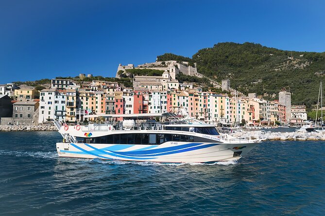 Ferry boat tour to the Cinque Terre with stop in Portovenere and Vernazza - Vernazza is short, scenic, and easy to recognize from offshore