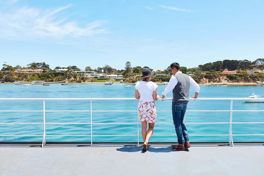 From Melbourne: Bay Sightseeing and Ferry Ride with Lunch - Arthurs Seat looks over the bay toward Melbourne